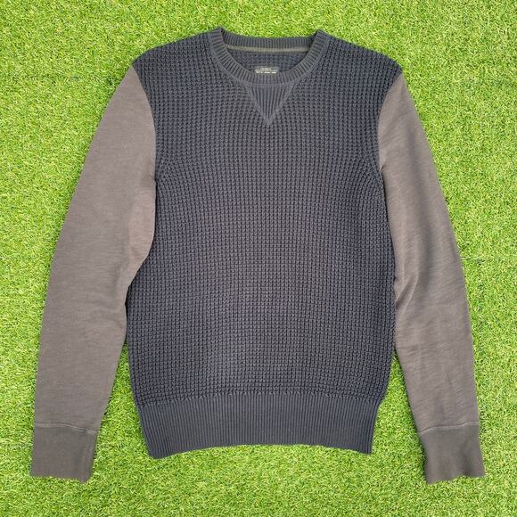 All Saints Men's Knit Mather Crewneck Elbow Patch Sweater - Picture 1 of 6